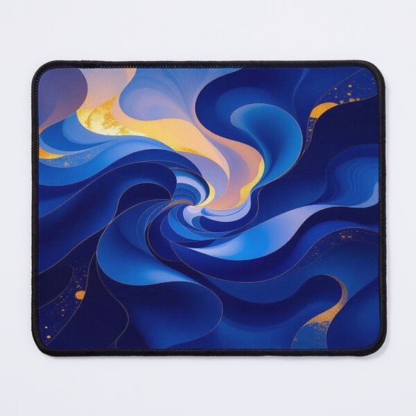 Item preview, Blue Vortex – Flowing Elegance in Gold and Deep Ocean Tones designed and sold by FotoworldEdel.