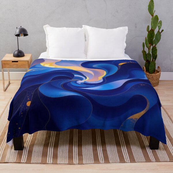 Item preview, Blue Vortex – Flowing Elegance in Gold and Deep Ocean Tones designed and sold by FotoworldEdel.