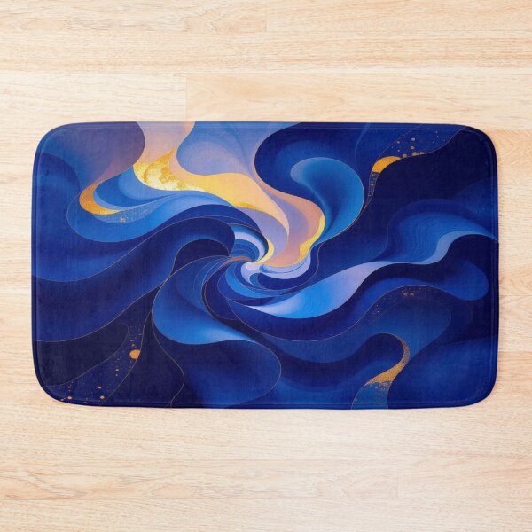 Item preview, Blue Vortex – Flowing Elegance in Gold and Deep Ocean Tones designed and sold by FotoworldEdel.