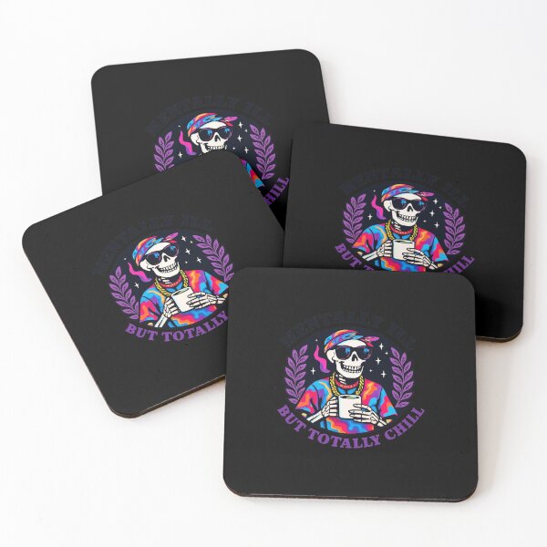 Item preview, Mentally Ill but Totally Chill – Skeleton Coffee Design designed and sold by Enea Kelo.