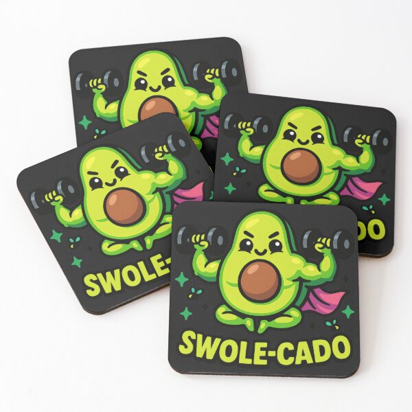 Item preview, Swole-cado – Muscular Kawaii Avocado Lifting Weights designed and sold by AwesomeBeyondLimits.