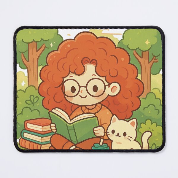 Item preview, Cozy Reading Girl with Cat designed and sold by SunnyJoyStudio.