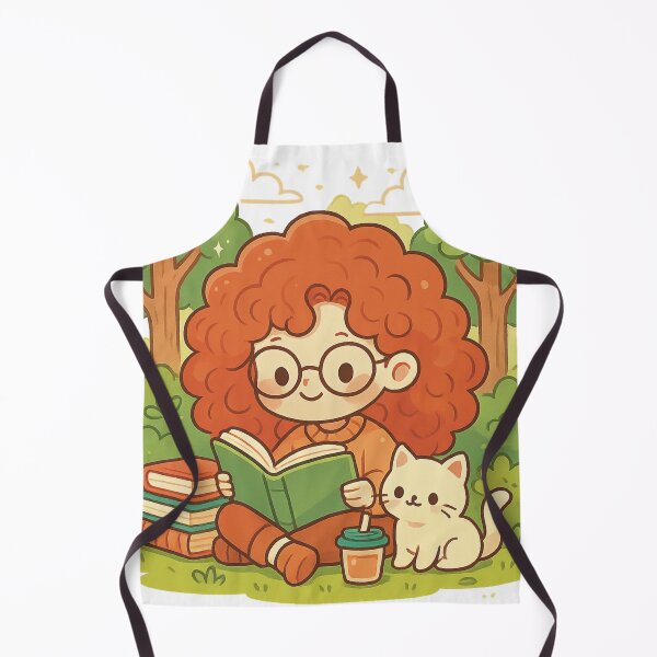 Item preview, Cozy Reading Girl with Cat designed and sold by SunnyJoyStudio.