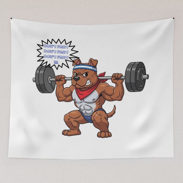 Item preview, Funny Gym Dog Meme – Don’t Fart Weightlifting Bulldog designed and sold by MiraDesignCo.