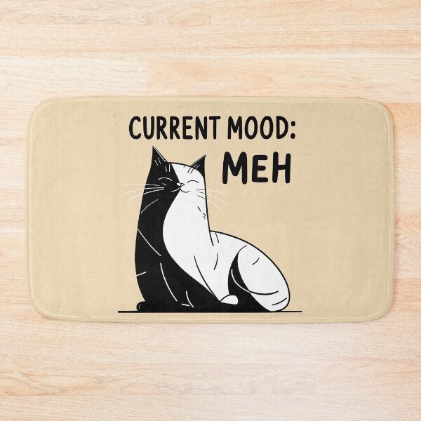 Item preview, Current Mood: Meh – Minimalist Black and White Cat designed and sold by FocusChillax.