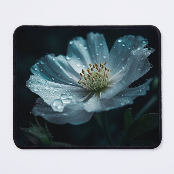 Item preview, White flower with dewdrops designed and sold by Thread & Chuckles.