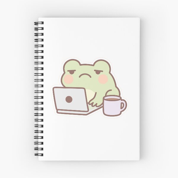 Item preview, Kawaii frog working with coffee and laptop designed and sold by Yuliik.