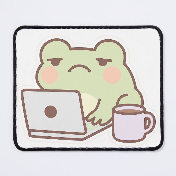 Item preview, Kawaii frog working with coffee and laptop designed and sold by Yuliik.