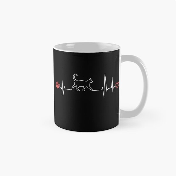 Item preview, Cat Walking on Heartbeat – White Line with Red Heart Design designed and sold by  Catpuccino.