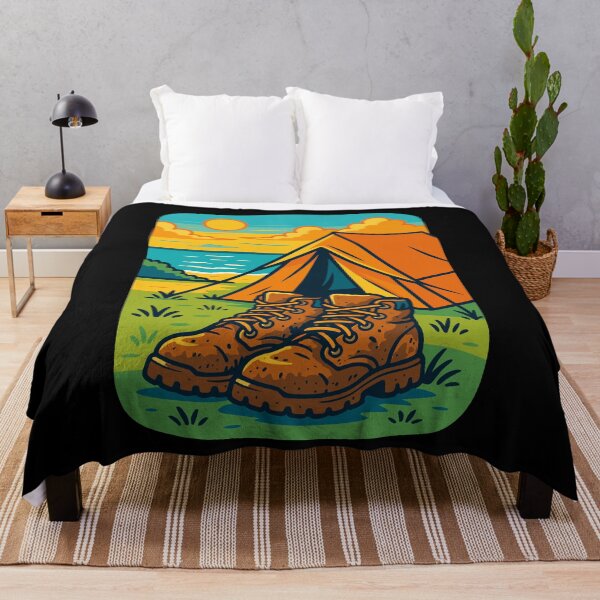 Item preview, Camping Adventure Boots Tent Beach Sunset designed and sold by LuminOrb.