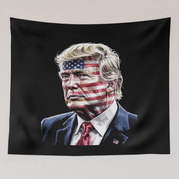 Item preview, Donald Trump Portrait Face USA Flag 4th July 2025- designed and sold by Charidana.