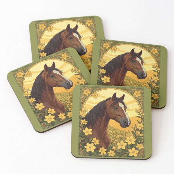 Item preview, Horse Surrounded By Yellow Jasmine Flowers designed and sold by taiche.