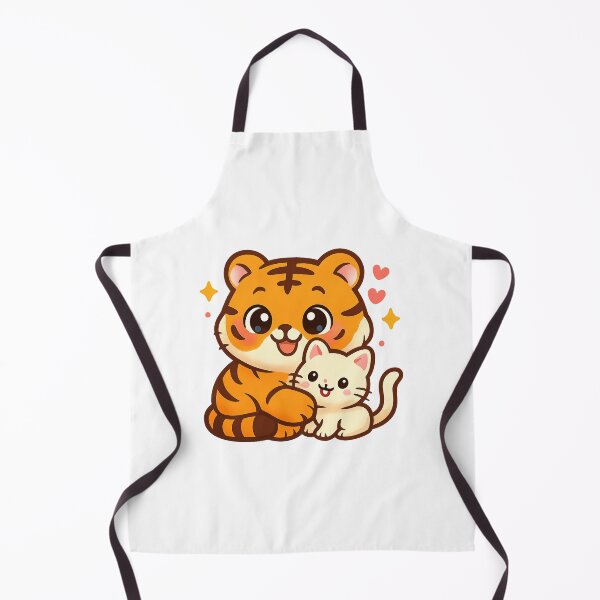 Item preview, Kawaii Tiger Cuddling Cat – Cute Chibi Animal Illustration designed and sold by RonBear-Designs.