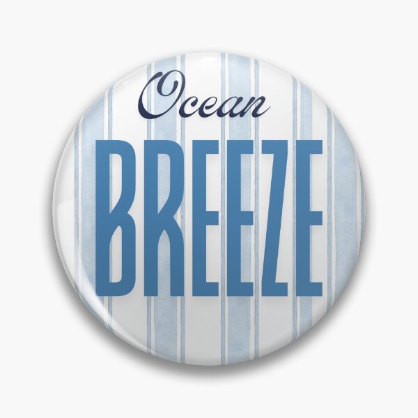 Item preview, Stripy blue “Ocean Breeze” quote, beach vibes designed and sold by PoppyPrintsCo.