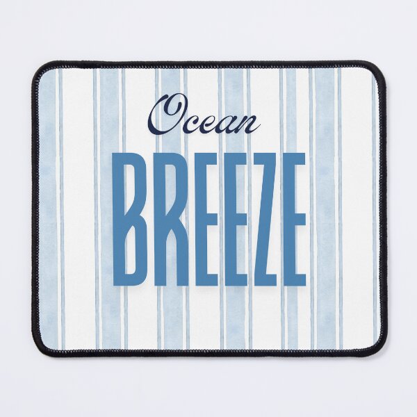 Item preview, Stripy blue “Ocean Breeze” quote, beach vibes designed and sold by PoppyPrintsCo.