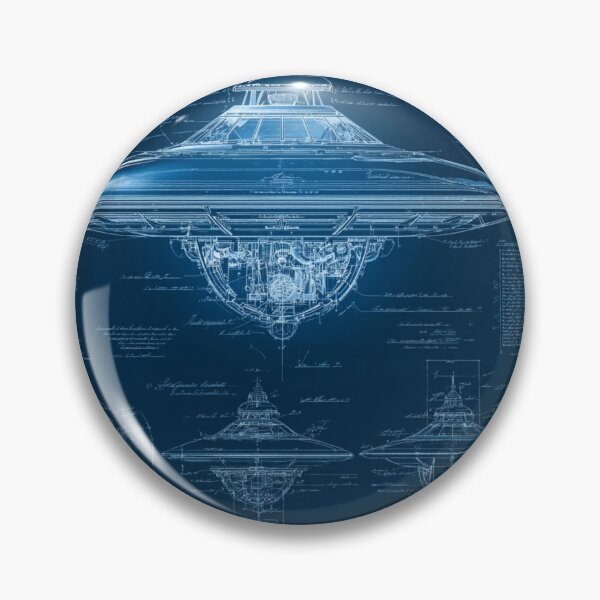 Item preview, UFO Spaceship Blueprint Design – Retro Sci-Fi Art designed and sold by casualnature.