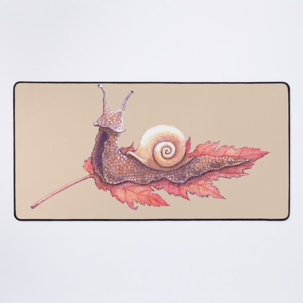 Artikelvorschau, Aquarell einer süßen kleinen Schnecke, die auf einem Herbstblatt lächelt entworfen und verkauft von Lucy Dreams.