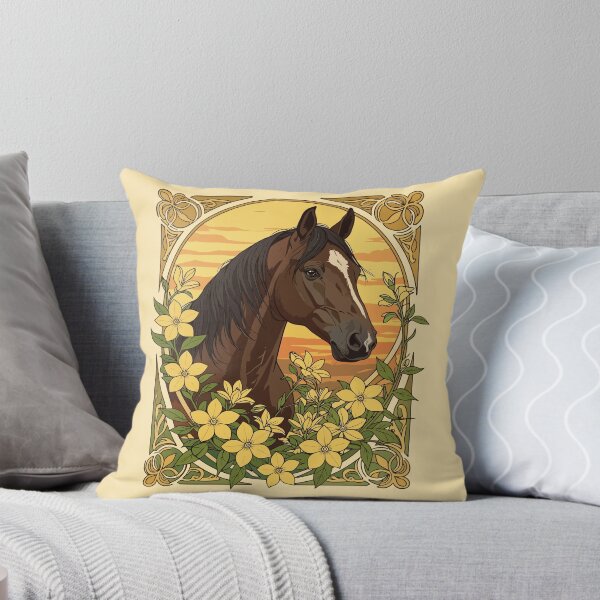 Item preview, Spanish Horse Breed Surrounded By Yellow Jasmine Flowers designed and sold by taiche.