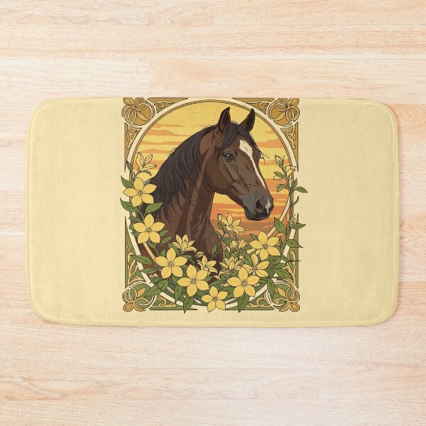 Item preview, Spanish Horse Breed Surrounded By Yellow Jasmine Flowers designed and sold by taiche.
