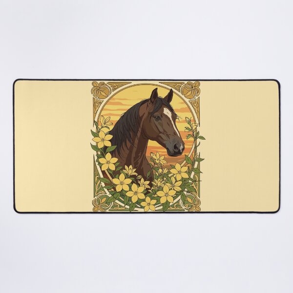 Item preview, Spanish Horse Breed Surrounded By Yellow Jasmine Flowers designed and sold by taiche.