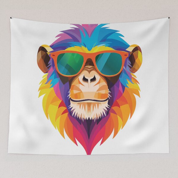Item preview, Cool Colorful Monkey in Sunglasses – Pop Art Animal Illustration designed and sold by Wild and Still Studio.