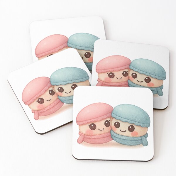 Item preview, Love Macarons – Kawaii Pink & Blue Duo designed and sold by ReineDingo.