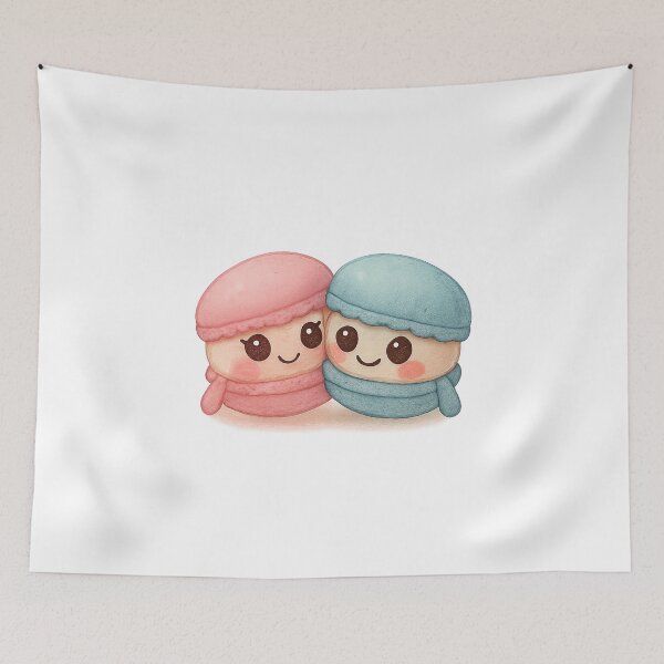 Item preview, Love Macarons – Kawaii Pink & Blue Duo designed and sold by ReineDingo.