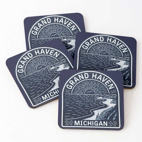 Item preview, Grand Haven Vintage Line Art Decal designed and sold by TheOldMittenIllustrated.