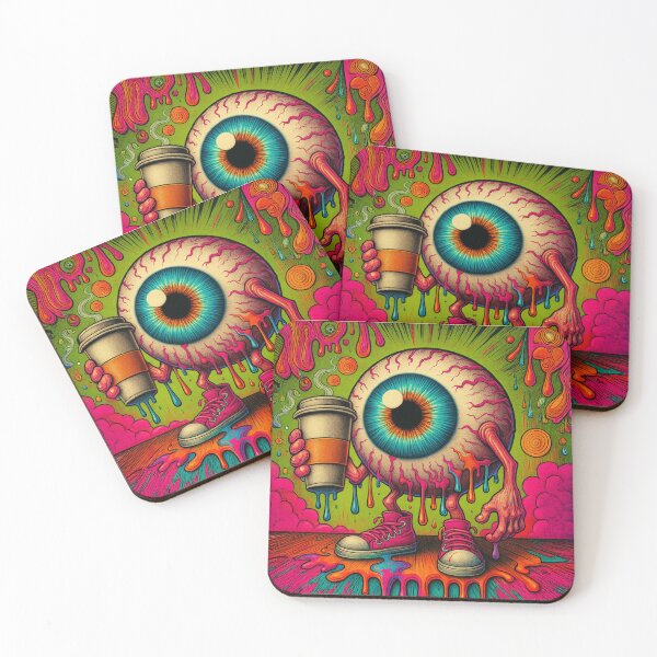 Item preview, Psychedelic Eyeball Coffee Monster | Trippy Surreal Pop Art designed and sold by A Wayward Birds Production.