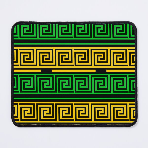 Item preview,  Black Background Green Yellow Greek Key Fret Design  designed and sold by PatternTitan.