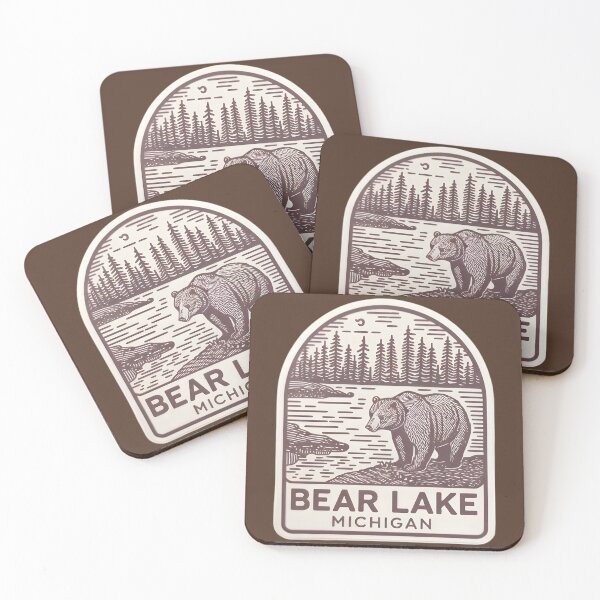 Item preview, Bear Lake Michigan Vintage Line Art designed and sold by TheOldMittenIllustrated.