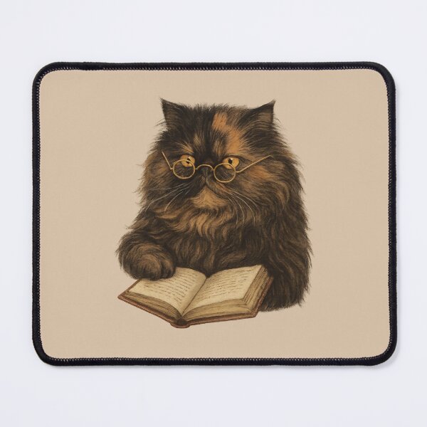 Item preview, Makhmaloo the Academic Cat – Persian Cat Reading Illustration designed and sold by SraotaStudio.