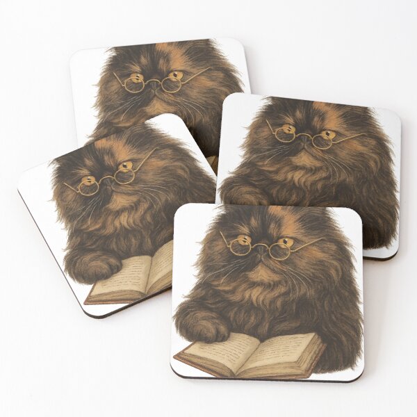 Item preview, Makhmaloo the Academic Cat – Persian Cat Reading Illustration designed and sold by SraotaStudio.