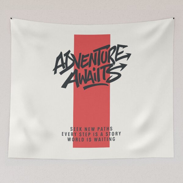 Item preview, Graffiti Text "Adventure Awaits" Typography w/ Red Band designed and sold by LOVE, AMY.