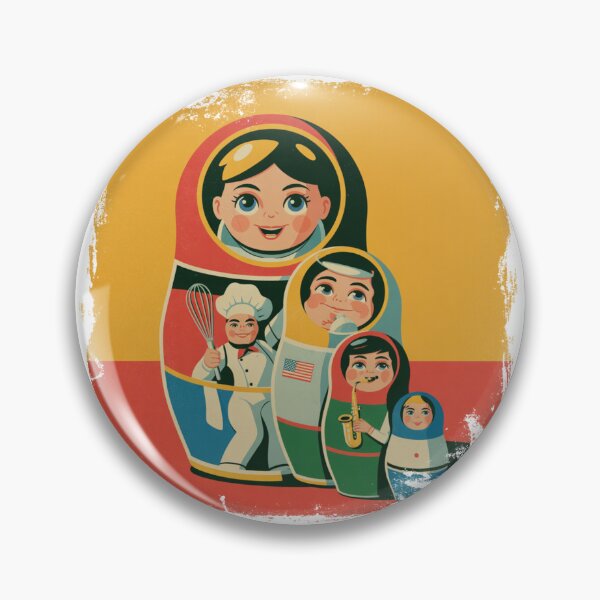Item preview, Matryoshka Careers – Retro Russian Nesting Dolls, Babushka with Professions designed and sold by Okada's t-shirts & accessories.