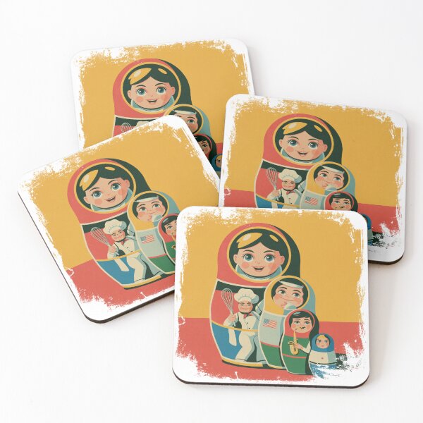 Item preview, Matryoshka Careers – Retro Russian Nesting Dolls, Babushka with Professions designed and sold by Okada's t-shirts & accessories.