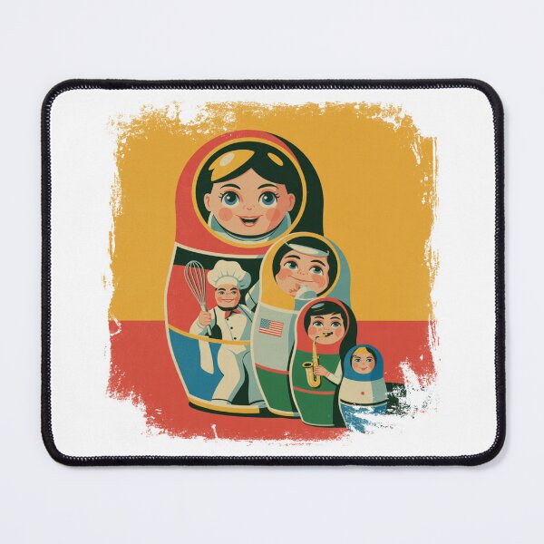 Item preview, Matryoshka Careers – Retro Russian Nesting Dolls, Babushka with Professions designed and sold by Okada's t-shirts & accessories.