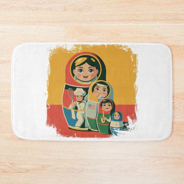 Item preview, Matryoshka Careers – Retro Russian Nesting Dolls, Babushka with Professions designed and sold by Okada's t-shirts & accessories.