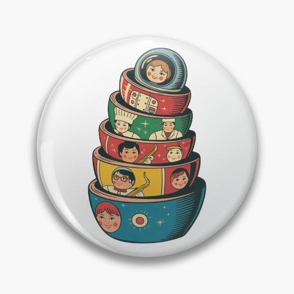 Item preview, Matryoshka Careers – Retro Russian Nesting Dolls, Babushka with Professions designed and sold by Okada's t-shirts & accessories.