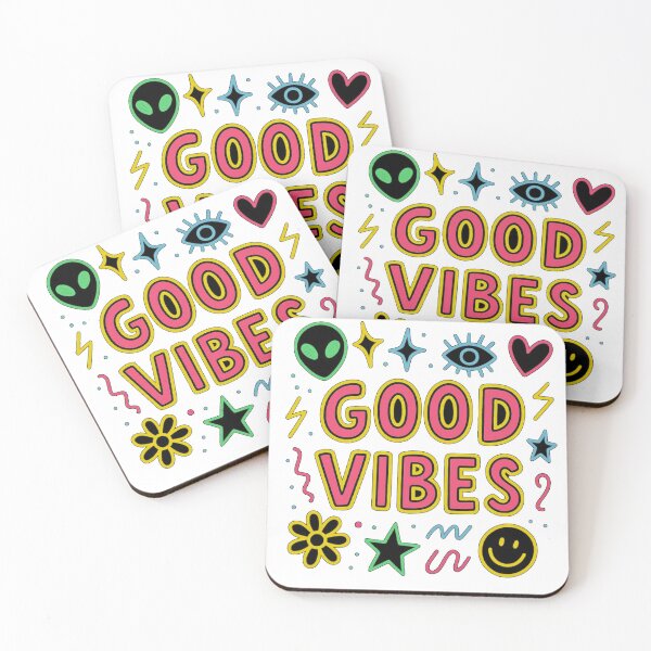Item preview, Good Vibes Neon Doodle | Colorful Retro Aesthetic Positive Quote designed and sold by KDesignCrafts.
