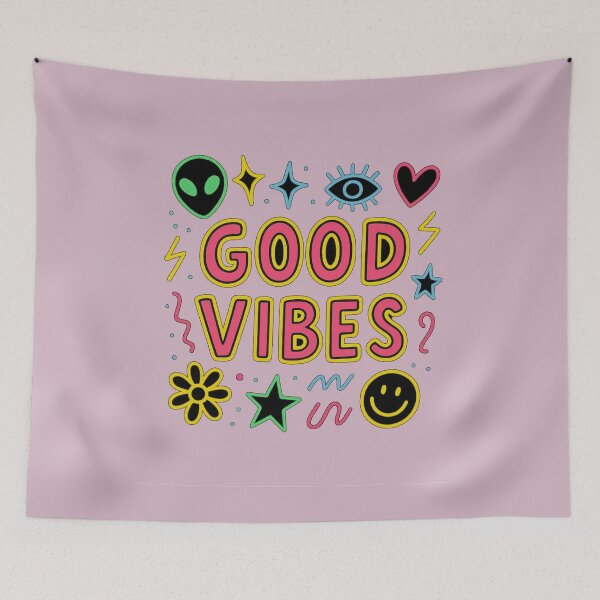 Item preview, Good Vibes Neon Doodle | Colorful Retro Aesthetic Positive Quote designed and sold by KDesignCrafts.