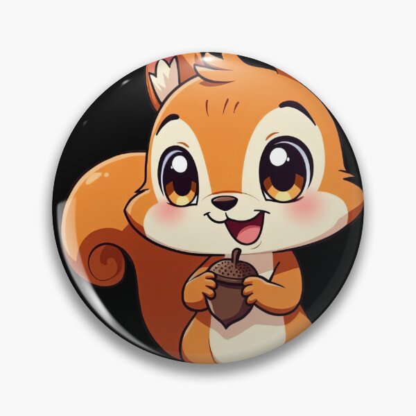 Item preview, Adorable Cartoon Squirrel Holding Acorn on Tree Stump Surrounded by Flowers Cute Woodland Animal Illustration for Kids designed and sold by Mimoshi ⭐⭐⭐⭐⭐.