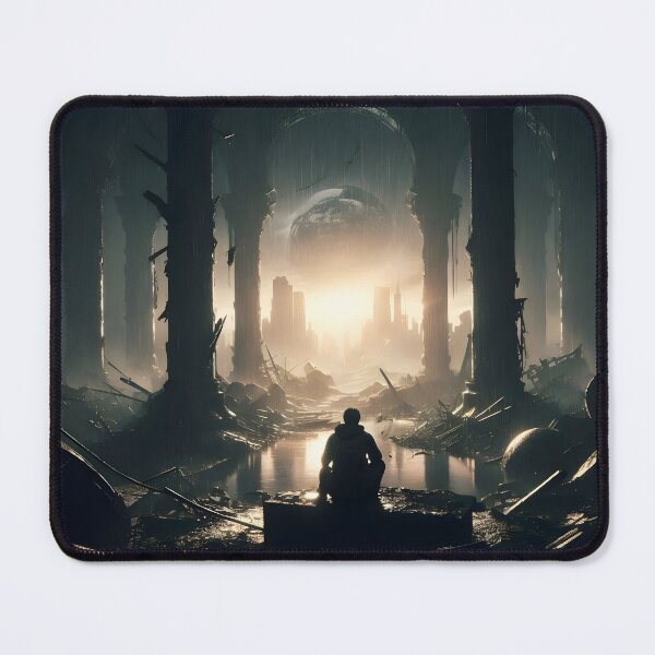 Item preview, Solitary Figure in Post-Apocalyptic Ruins designed and sold by PandaTShirtShop.