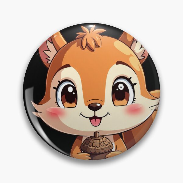 Item preview, Cute Cartoon Squirrel Holding Acorn on Tree Stump Surrounded by Flowers Adorable Animal Illustration Playful Forest Character designed and sold by Mimoshi ⭐⭐⭐⭐⭐.