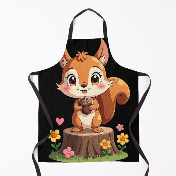 Item preview, Cute Cartoon Squirrel Holding Acorn on Tree Stump Surrounded by Flowers Adorable Animal Illustration Playful Forest Character designed and sold by Mimoshi ⭐⭐⭐⭐⭐.