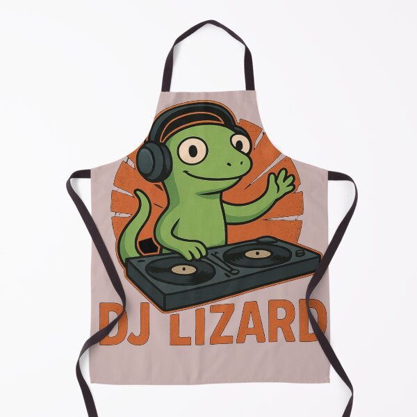 Item preview, DJ Lizard Funny Cartoon | Cute Gecko Music Lover Turntable Art designed and sold by KDesignCrafts.