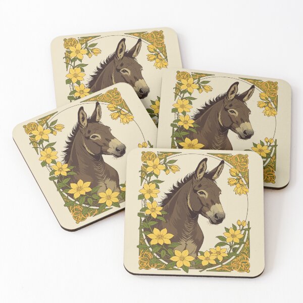 Item preview, Mule Farm Animal Surrounded By Yellow Jasmine Flowers designed and sold by taiche.