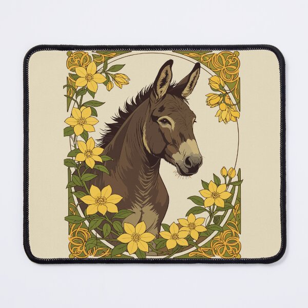 Item preview, Mule Farm Animal Surrounded By Yellow Jasmine Flowers designed and sold by taiche.