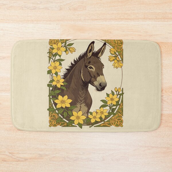 Item preview, Mule Farm Animal Surrounded By Yellow Jasmine Flowers designed and sold by taiche.