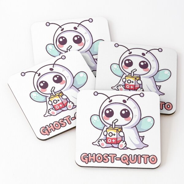 Item preview, Ghost-quito – Cute Kawaii Mosquito Ghost with O+ Juice Box designed and sold by NRcollections24.